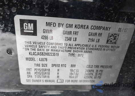 2017 Buick Encore Preferred z USA, uszkodzony, nr VIN KL4CJASB2HB223519